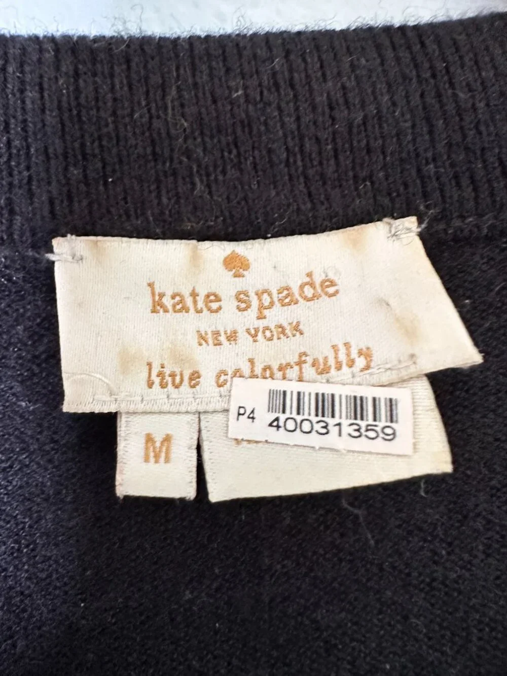 Kate Spade Avaline Sweater Jeweled Black Wool Cashmere Pullover Medium
